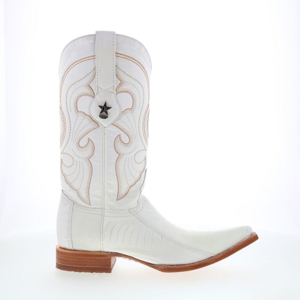 Los Altos Mens Ostrich Leg Boots XXX-Toe White Boots (NWT)
